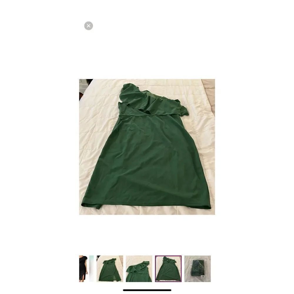 Army Green One Shoulder Mini Dress - Picture 4 of 5